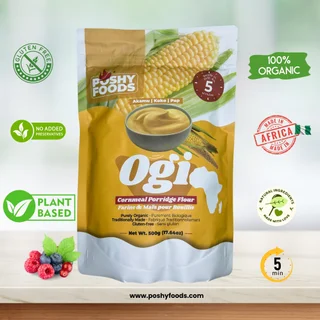 Poshy Foods Yellow Ogi | Akamu | Koko | Naturally Fermented Cornmeal Flour | Gluten-Free | 500g - Thumbnail 1