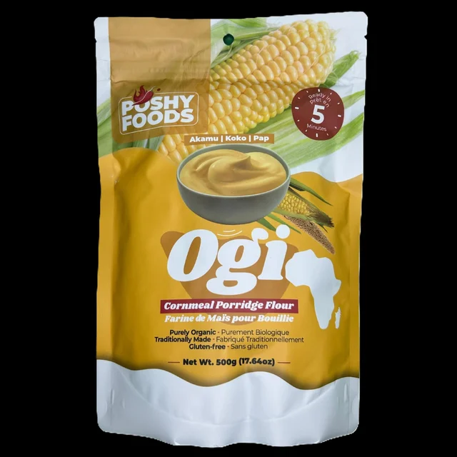 Poshy Foods Yellow Ogi | Akamu | Koko | Naturally Fermented Cornmeal Flour | Gluten-Free | 500g